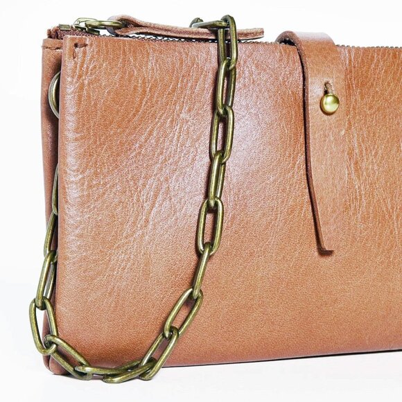 Madewell Women's The Transport Accordion Crossbody English Saddle Tan - Picture 1 of 4